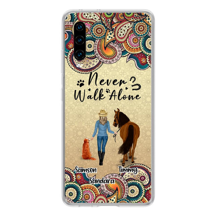 Custom Personalized Horse And Dog Phone Case - Upto 2 Dogs - Gift Idea For Horse/Dog Lovers - Never Walk Alone - Case For Xiaomi, Huawei & Oppo