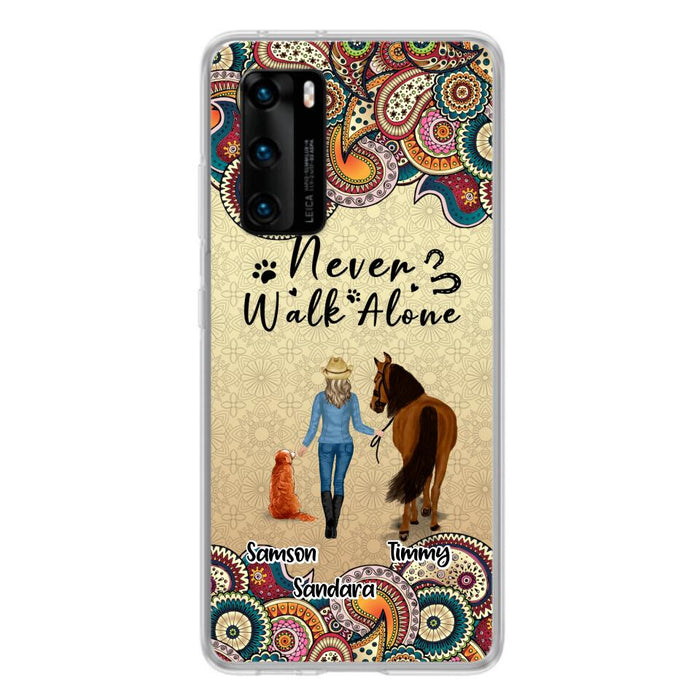 Custom Personalized Horse And Dog Phone Case - Upto 2 Dogs - Gift Idea For Horse/Dog Lovers - Never Walk Alone - Case For Xiaomi, Huawei & Oppo