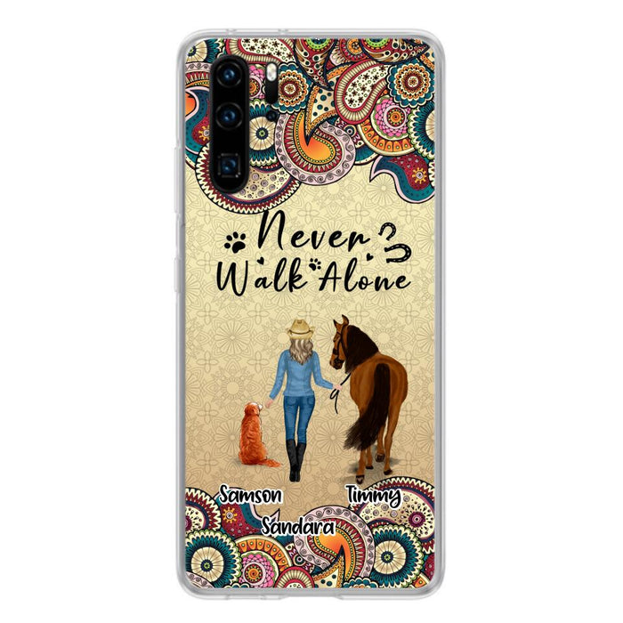 Custom Personalized Horse And Dog Phone Case - Upto 2 Dogs - Gift Idea For Horse/Dog Lovers - Never Walk Alone - Case For Xiaomi, Huawei & Oppo