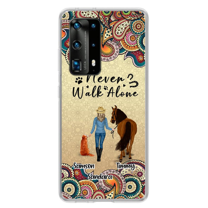 Custom Personalized Horse And Dog Phone Case - Upto 2 Dogs - Gift Idea For Horse/Dog Lovers - Never Walk Alone - Case For Xiaomi, Huawei & Oppo