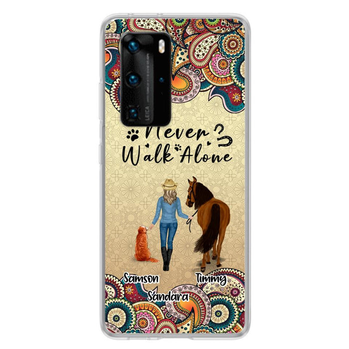 Custom Personalized Horse And Dog Phone Case - Upto 2 Dogs - Gift Idea For Horse/Dog Lovers - Never Walk Alone - Case For Xiaomi, Huawei & Oppo