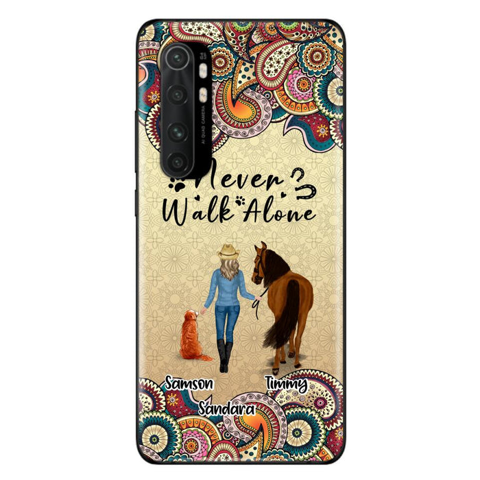 Custom Personalized Horse And Dog Phone Case - Upto 2 Dogs - Gift Idea For Horse/Dog Lovers - Never Walk Alone - Case For Xiaomi, Huawei & Oppo