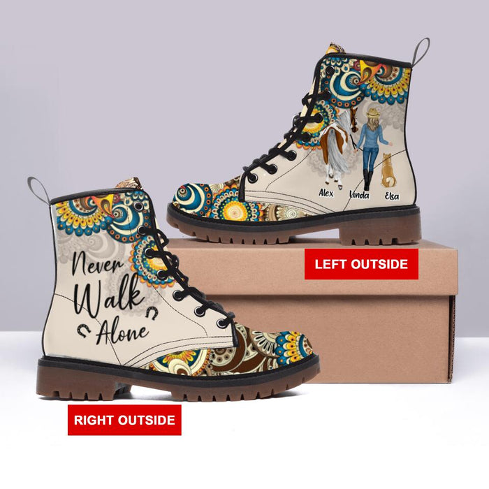 Personalized Horse And Dog Martin Short Boots - Up to 2 Dogs - Gift Idea For Horse/Dog Lovers - Never Walk Alone