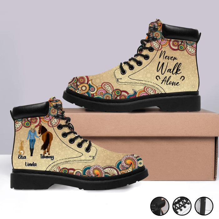 Personalized Horse And Dog Season Short Boots - Up to 2 Dogs - Gift Idea For Horse/Dog Lovers - Never Walk Alone