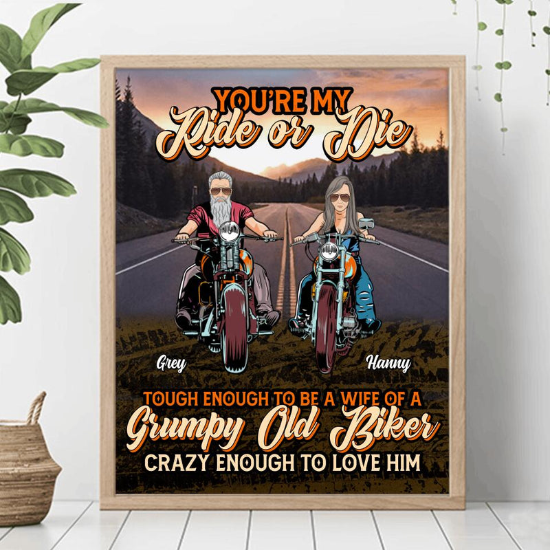 Personalized Couple Biker Poster - Gift Idea For Couple/Biker - You're My Ride Or Die