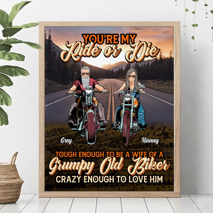 Custom Personalized Couple Biker Poster - Gift Idea For Couple/ Biker - You're My Ride Or Die