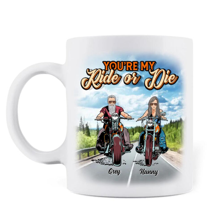 Custom Personalized Couple Biker Coffee Mug - Gift Idea For Couple/ Biker - You're My Ride Or Die