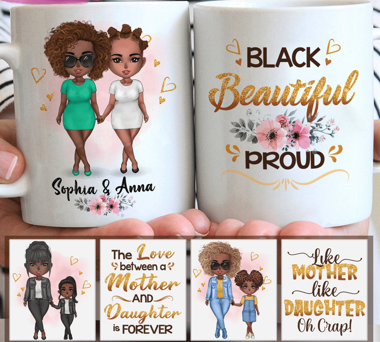 Custom Personalized Black Mother & Daughter Coffee Mug - Mother's Day 2022 Gift From Daughter  - The Love Between A Mother And Daughter Is Forever