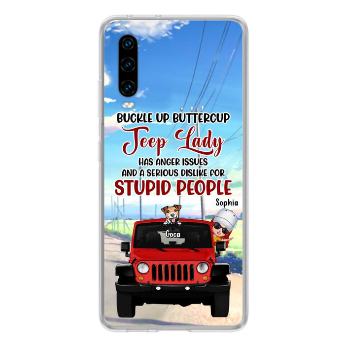 Custom Personalized Off-road Lady Phone Case - Upto 5 Dogs - Gift Idea For Dog/Off-road Lover - Buckle Up Buttercup - Case For Xiaomi, Huawei And Oppo