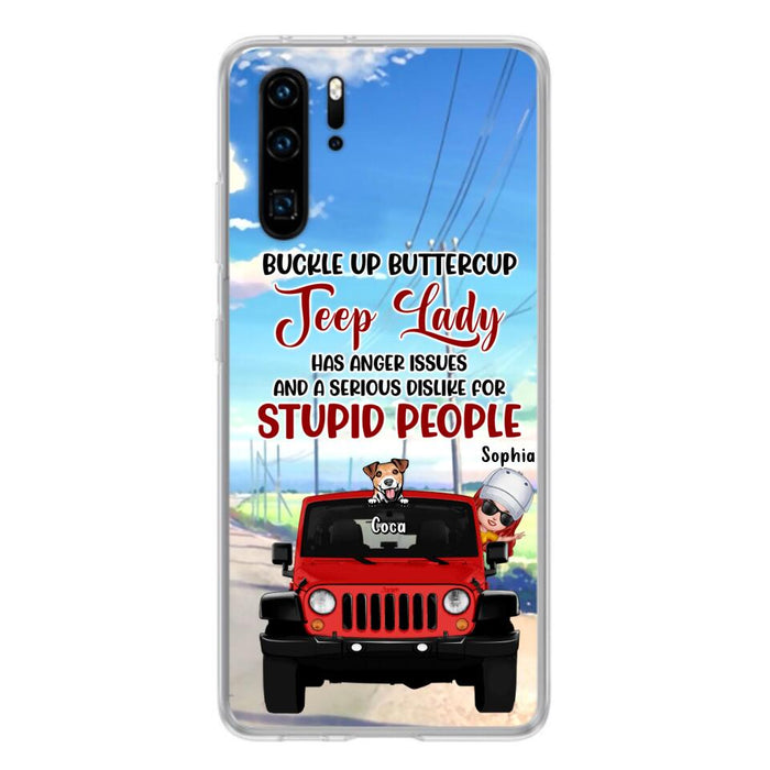 Custom Personalized Off-road Lady Phone Case - Upto 5 Dogs - Gift Idea For Dog/Off-road Lover - Buckle Up Buttercup - Case For Xiaomi, Huawei And Oppo