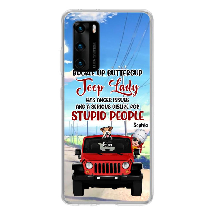 Custom Personalized Off-road Lady Phone Case - Upto 5 Dogs - Gift Idea For Dog/Off-road Lover - Buckle Up Buttercup - Case For Xiaomi, Huawei And Oppo