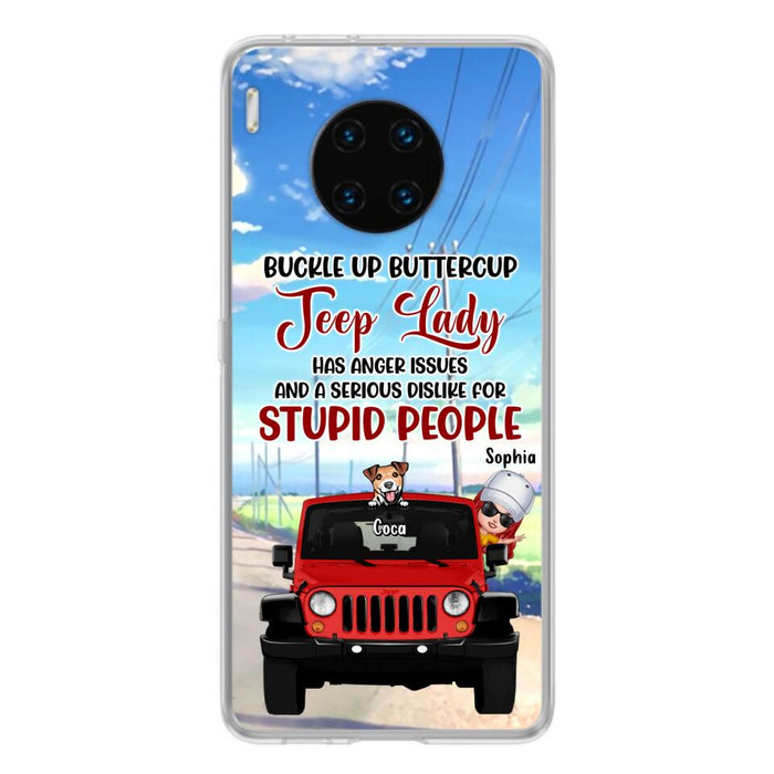 Custom Personalized Off-road Lady Phone Case - Upto 5 Dogs - Gift Idea For Dog/Off-road Lover - Buckle Up Buttercup - Case For Xiaomi, Huawei And Oppo