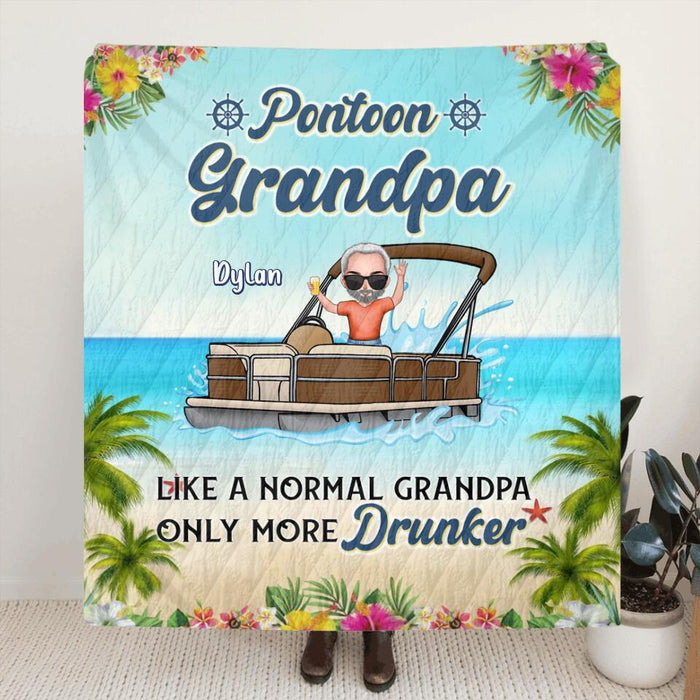 Custom Personalized Pontoon Captain Pillow Cover & Fleece/ Quilt Blanket - Gift Idea For Pontoon Lover - Level Of Drunk Pontoon Captain