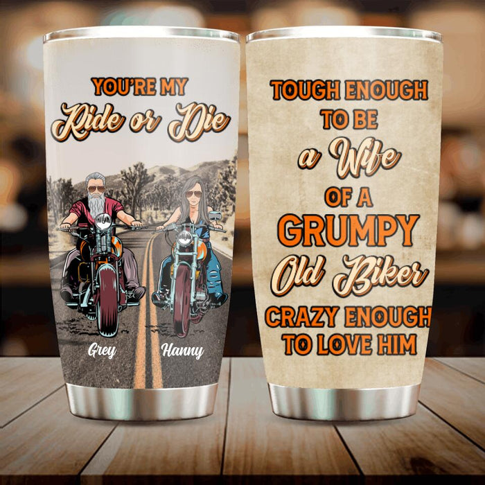 Custom Personalized Couple Biker Tumbler - Gift Idea For Couple/ Biker - You're My Ride Or Die