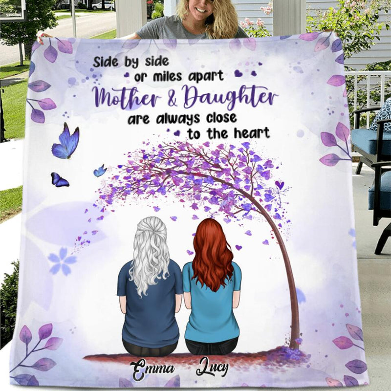 Personalized Mom And Daughter Quilt/Fleece Blanket - Gift Idea For Mother's Day With Up to 4 Daughters - Side By Side Or Miles Apart, Mother & Daughter Are Always Close To The Heart