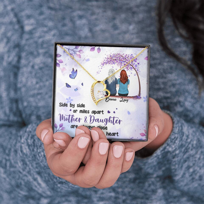 Personalized Mom & Daughter Forever Love Necklace - Gift Idea For Mother's Day - Up to 5 People - Side By Side Or Miles Apart, Mother & Daughter Are Always Close To The Heart