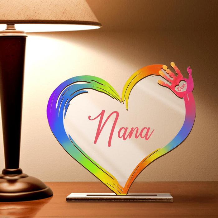 Custom Personalized Nana Heart Acrylic Plaque - Upto 7 Kids - Best Gift For Mother's Day