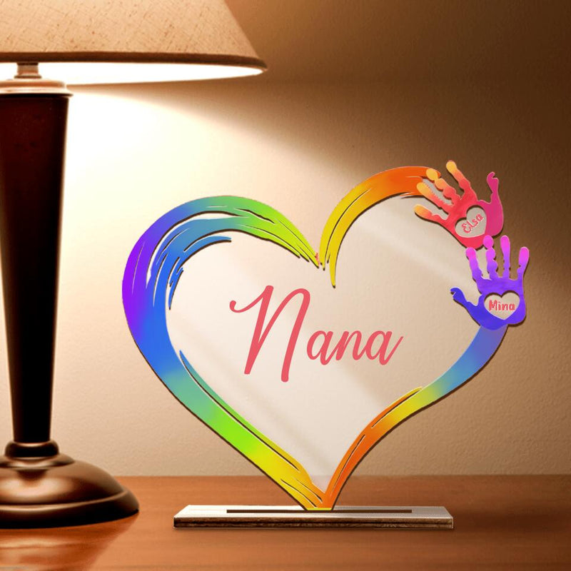 Personalized Nana Heart Acrylic Plaque - Up to 7 Kids - Best Gift For Mother's Day