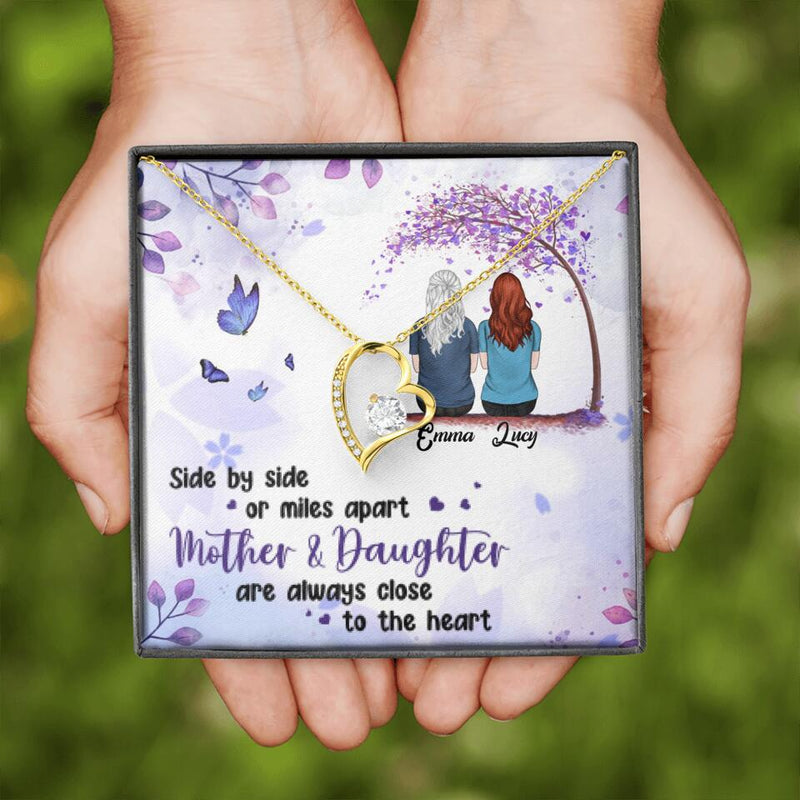 Personalized Mom & Daughter Forever Love Necklace - Gift Idea For Mother's Day - Up to 5 People - Side By Side Or Miles Apart, Mother & Daughter Are Always Close To The Heart