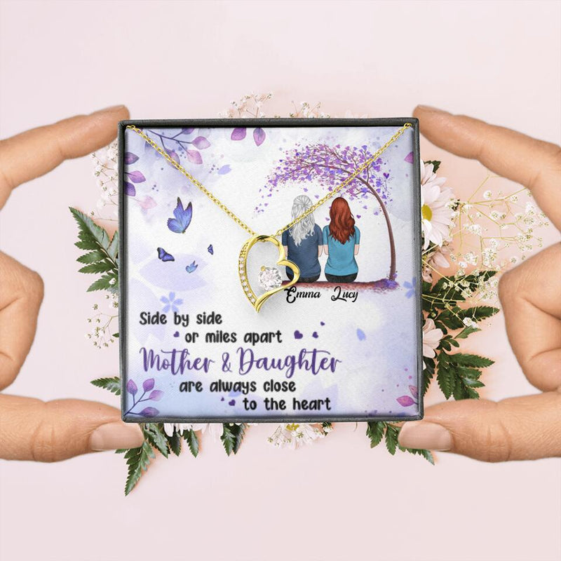 Personalized Mom & Daughter Forever Love Necklace - Gift Idea For Mother's Day - Up to 5 People - Side By Side Or Miles Apart, Mother & Daughter Are Always Close To The Heart
