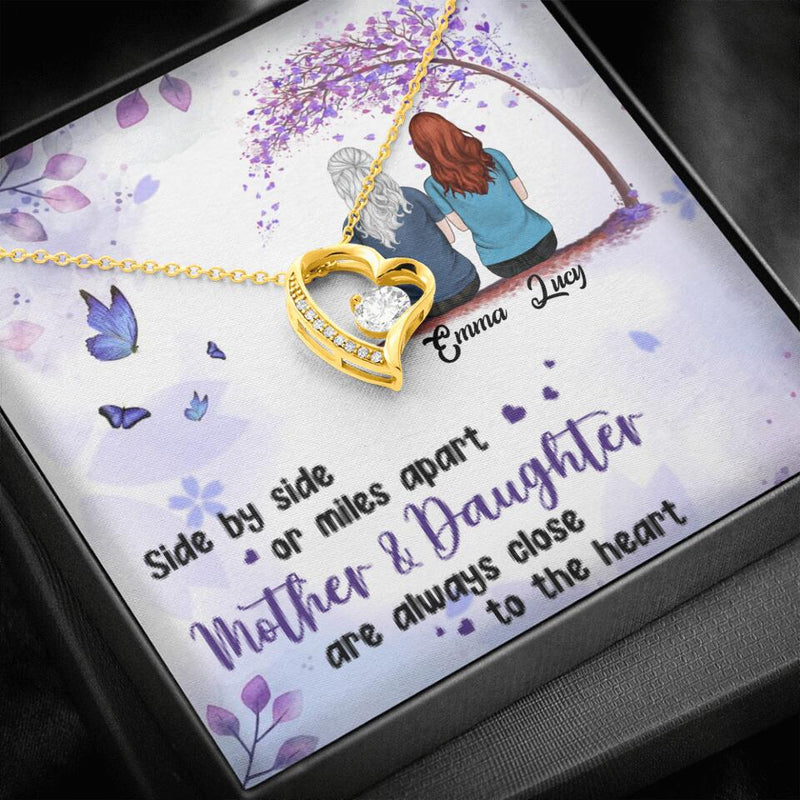 Personalized Mom & Daughter Forever Love Necklace - Gift Idea For Mother's Day - Up to 5 People - Side By Side Or Miles Apart, Mother & Daughter Are Always Close To The Heart