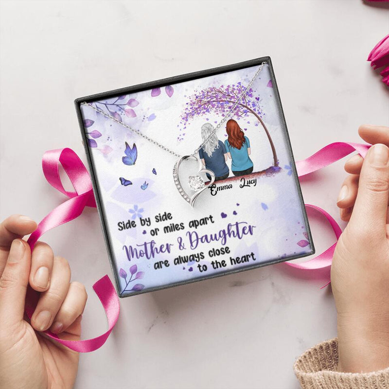Personalized Mom & Daughter Forever Love Necklace - Gift Idea For Mother's Day - Up to 5 People - Side By Side Or Miles Apart, Mother & Daughter Are Always Close To The Heart