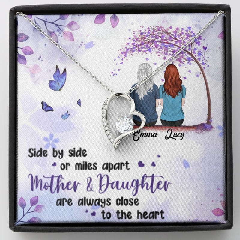 Personalized Mom & Daughter Forever Love Necklace - Gift Idea For Mother's Day - Up to 5 People - Side By Side Or Miles Apart, Mother & Daughter Are Always Close To The Heart