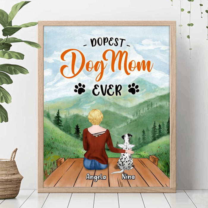 Custom Personalized Dog Mom Poster - Upto 5 Dogs - Gift Idea For Dog Lovers - Dopest Dog Mom Ever