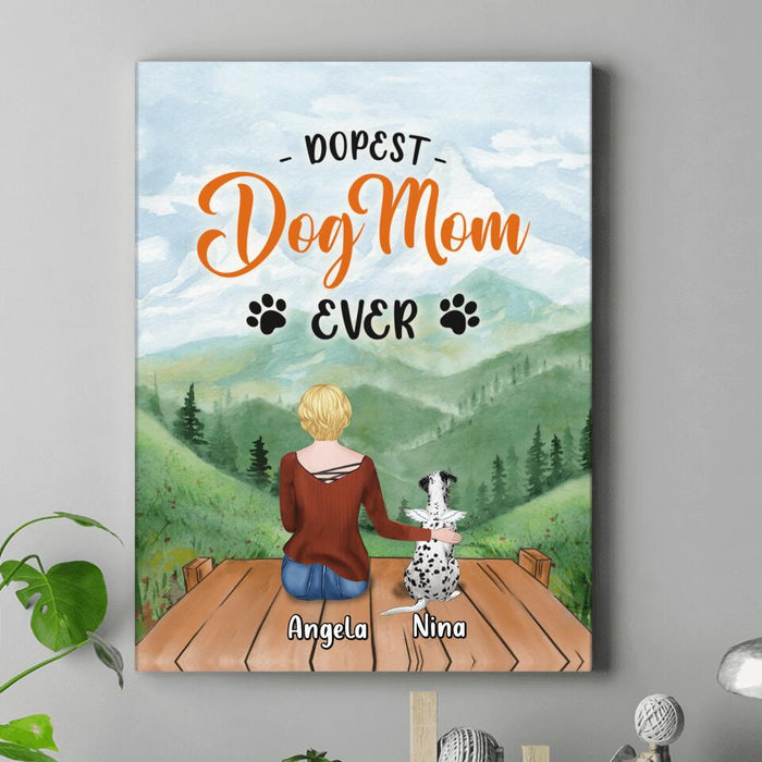 Custom Personalized Dog Mom Canvas - Upto 5 Dogs - Gift Idea For Dog Lovers - Dopest Dog Mom Ever