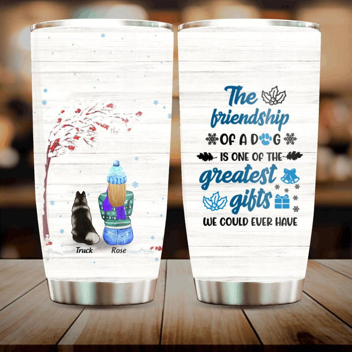 Custom Personalized Memorial Dog Winter Tumbler - Mom With Upto 4 Dogs - Best Gift For Dog Lover - 8ALLOF