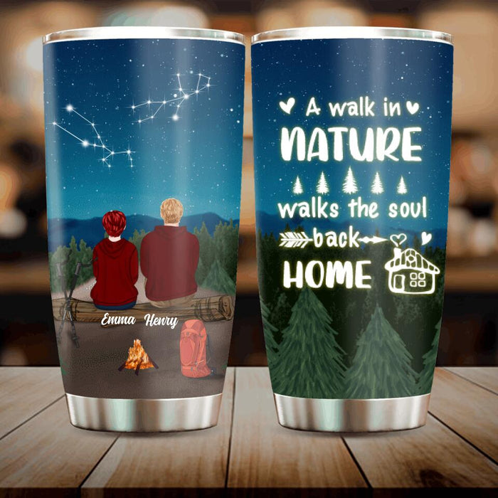 Custom Personalized Adventure Together Couple Tumbler - Couple With Upto 6 Pets - Gift Idea For Couple