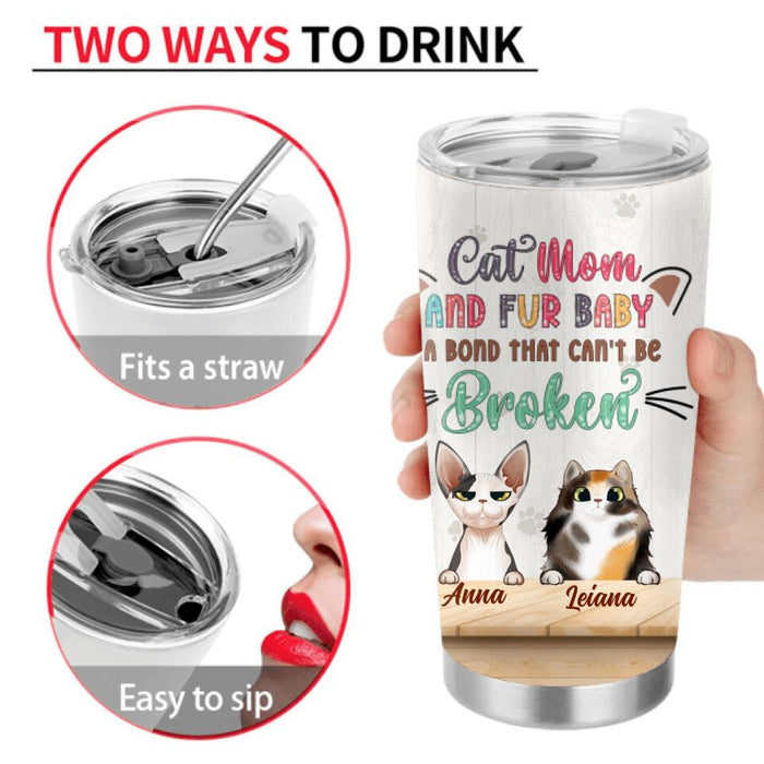 Custom Personalized Cat Mom Chibi Tumbler - Gift Idea For Mother's Day/ Cat Lovers With Upto 6 Cats - Cat Mom And Fur Baby A Bond That Can't Be Broken