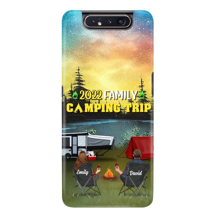 Custom Personalized Family Camping Trip Phone Case - Couple/ Single Parent/ Parents With Upto 2 Kids And 3 Pets - Gift Idea For Whole Family/ Camping Lover - Case For iPhone And Samsung