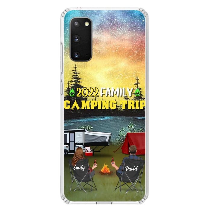 Custom Personalized Family Camping Trip Phone Case - Couple/ Single Parent/ Parents With Upto 2 Kids And 3 Pets - Gift Idea For Whole Family/ Camping Lover - Case For iPhone And Samsung