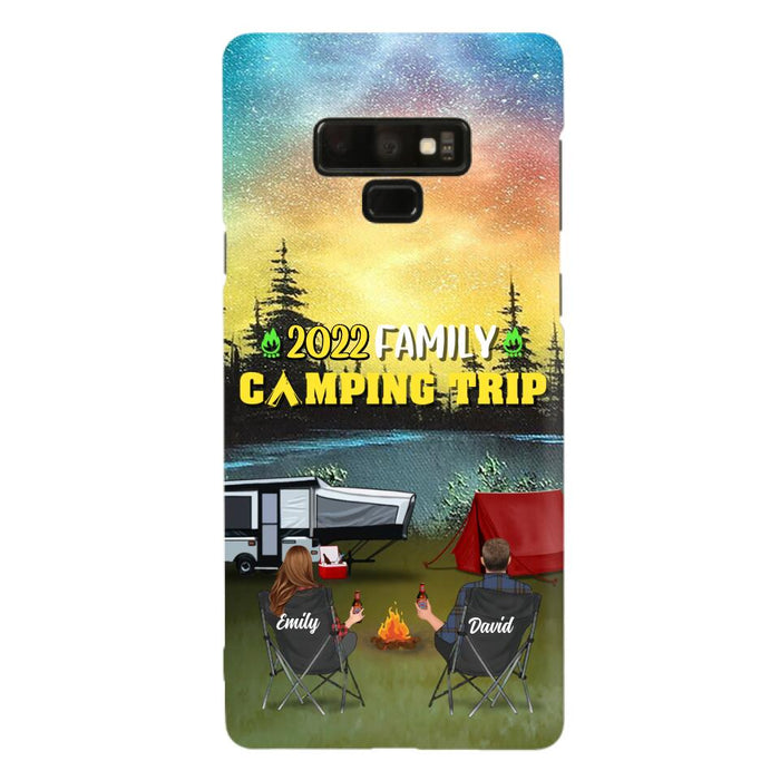 Custom Personalized Family Camping Trip Phone Case - Couple/ Single Parent/ Parents With Upto 2 Kids And 3 Pets - Gift Idea For Whole Family/ Camping Lover - Case For iPhone And Samsung