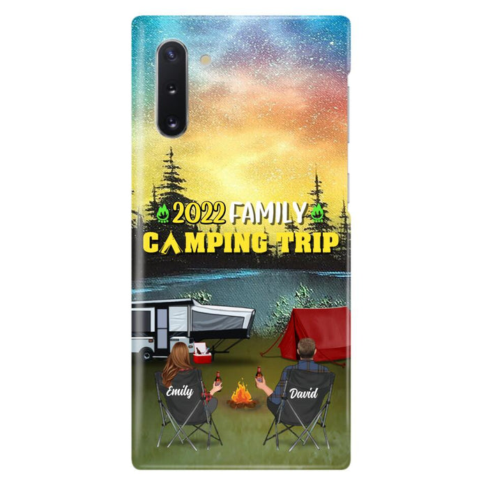 Custom Personalized Family Camping Trip Phone Case - Couple/ Single Parent/ Parents With Upto 2 Kids And 3 Pets - Gift Idea For Whole Family/ Camping Lover - Case For iPhone And Samsung