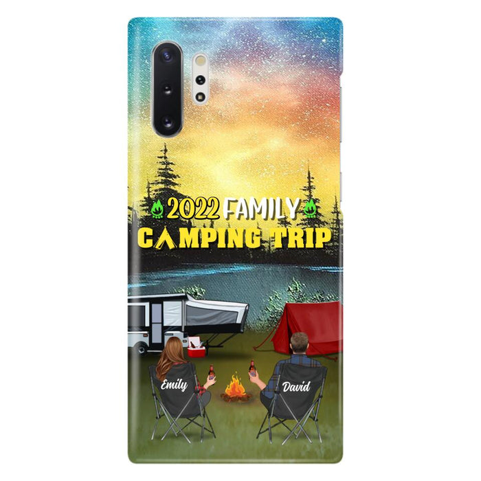 Custom Personalized Family Camping Trip Phone Case - Couple/ Single Parent/ Parents With Upto 2 Kids And 3 Pets - Gift Idea For Whole Family/ Camping Lover - Case For iPhone And Samsung