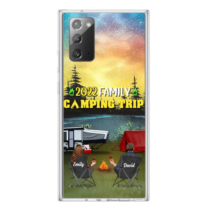 Custom Personalized Family Camping Trip Phone Case - Couple/ Single Parent/ Parents With Upto 2 Kids And 3 Pets - Gift Idea For Whole Family/ Camping Lover - Case For iPhone And Samsung