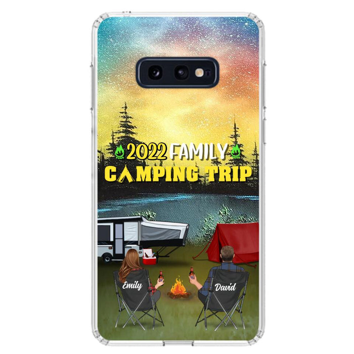 Custom Personalized Family Camping Trip Phone Case - Couple/ Single Parent/ Parents With Upto 2 Kids And 3 Pets - Gift Idea For Whole Family/ Camping Lover - Case For iPhone And Samsung