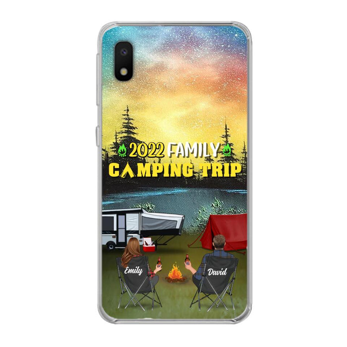 Custom Personalized Family Camping Trip Phone Case - Couple/ Single Parent/ Parents With Upto 2 Kids And 3 Pets - Gift Idea For Whole Family/ Camping Lover - Case For iPhone And Samsung