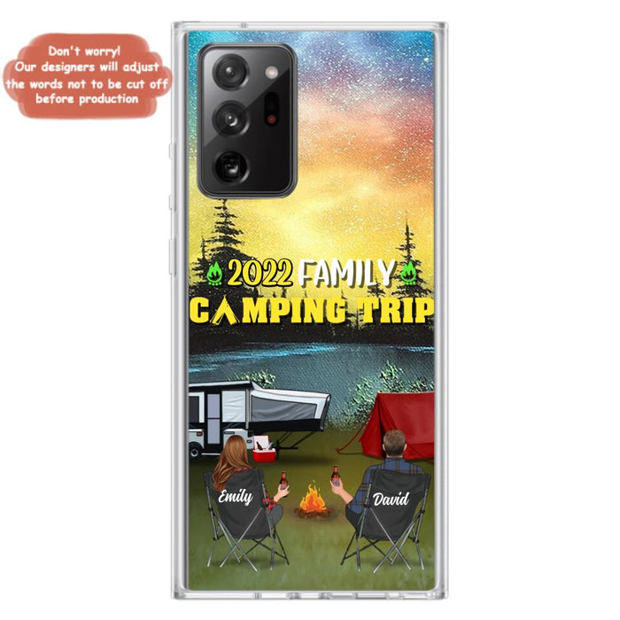 Custom Personalized Family Camping Trip Phone Case - Couple/ Single Parent/ Parents With Upto 2 Kids And 3 Pets - Gift Idea For Whole Family/ Camping Lover - Case For iPhone And Samsung