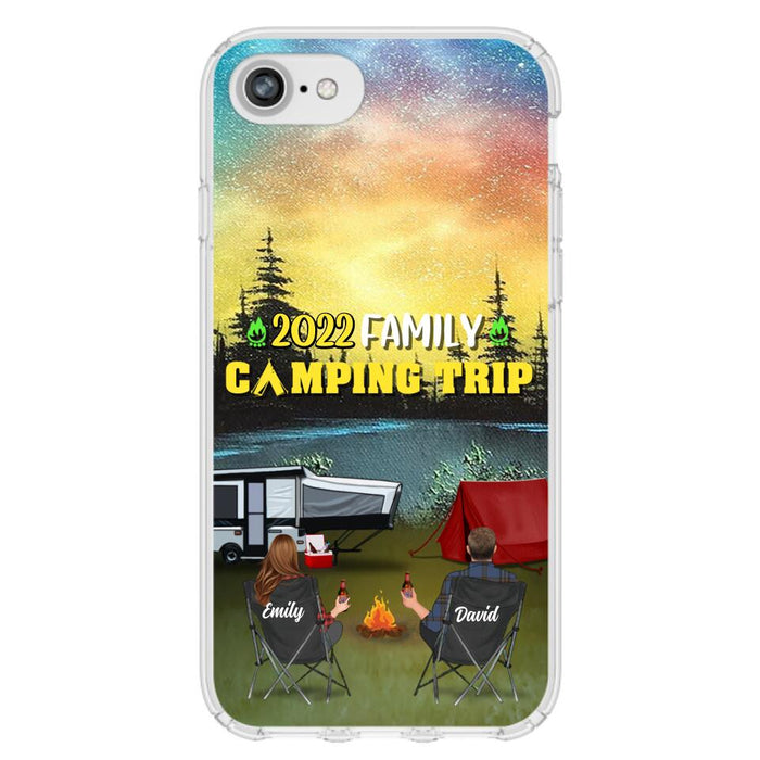 Custom Personalized Family Camping Trip Phone Case - Couple/ Single Parent/ Parents With Upto 2 Kids And 3 Pets - Gift Idea For Whole Family/ Camping Lover - Case For iPhone And Samsung