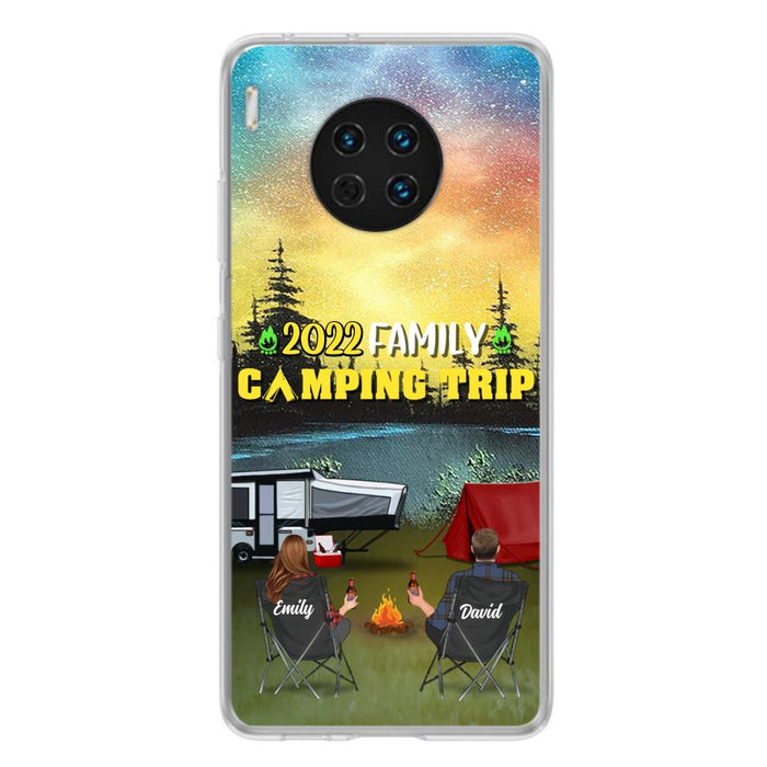 Custom Personalized Family Camping Trip Phone Case - Couple/ Single Parent/ Parents With Upto 2 Kids And 3 Pets - Gift Idea For Whole Family/ Camping Lover - Case For Xiaomi, Oppo And Huawei