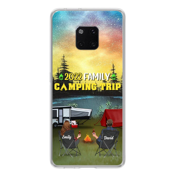 Custom Personalized Family Camping Trip Phone Case - Couple/ Single Parent/ Parents With Upto 2 Kids And 3 Pets - Gift Idea For Whole Family/ Camping Lover - Case For Xiaomi, Oppo And Huawei