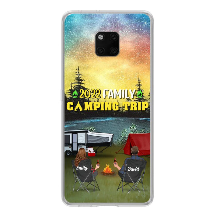 Custom Personalized Family Camping Trip Phone Case - Couple/ Single Parent/ Parents With Upto 2 Kids And 3 Pets - Gift Idea For Whole Family/ Camping Lover - Case For Xiaomi, Oppo And Huawei