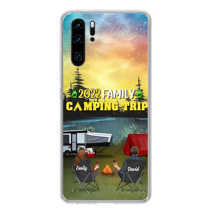 Custom Personalized Family Camping Trip Phone Case - Couple/ Single Parent/ Parents With Upto 2 Kids And 3 Pets - Gift Idea For Whole Family/ Camping Lover - Case For Xiaomi, Oppo And Huawei