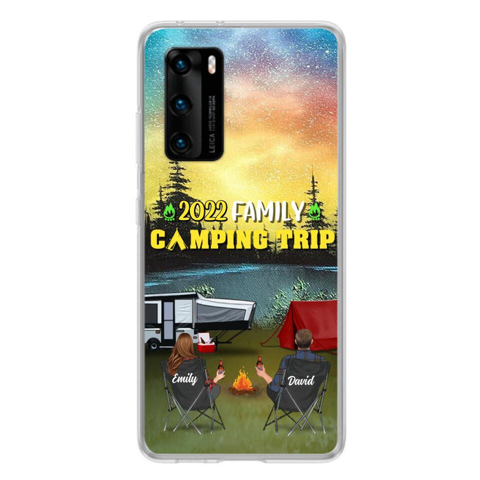 Custom Personalized Family Camping Trip Phone Case - Couple/ Single Parent/ Parents With Upto 2 Kids And 3 Pets - Gift Idea For Whole Family/ Camping Lover - Case For Xiaomi, Oppo And Huawei