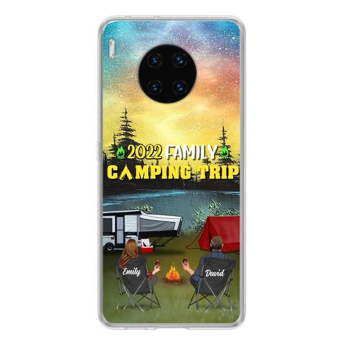 Custom Personalized Family Camping Trip Phone Case - Couple/ Single Parent/ Parents With Upto 2 Kids And 3 Pets - Gift Idea For Whole Family/ Camping Lover - Case For Xiaomi, Oppo And Huawei