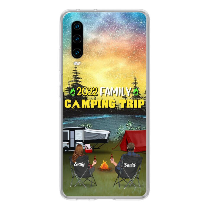 Custom Personalized Family Camping Trip Phone Case - Couple/ Single Parent/ Parents With Upto 2 Kids And 3 Pets - Gift Idea For Whole Family/ Camping Lover - Case For Xiaomi, Oppo And Huawei