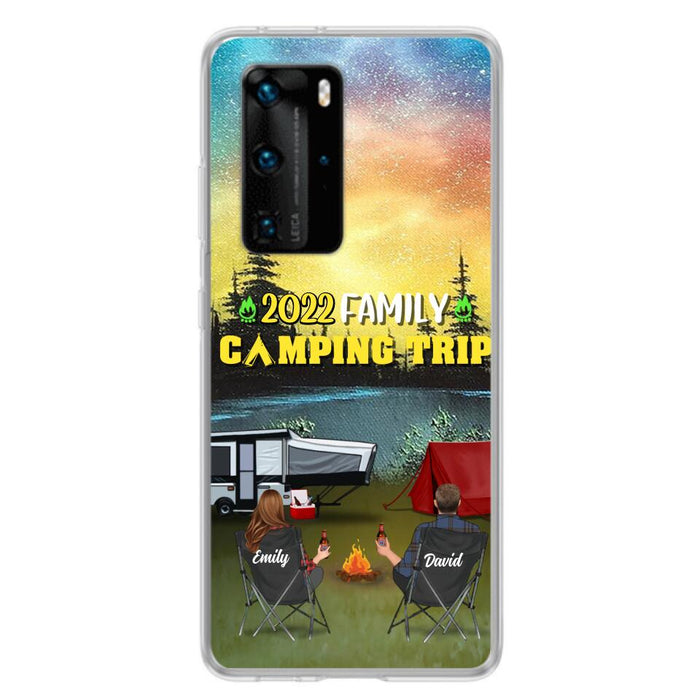 Custom Personalized Family Camping Trip Phone Case - Couple/ Single Parent/ Parents With Upto 2 Kids And 3 Pets - Gift Idea For Whole Family/ Camping Lover - Case For Xiaomi, Oppo And Huawei